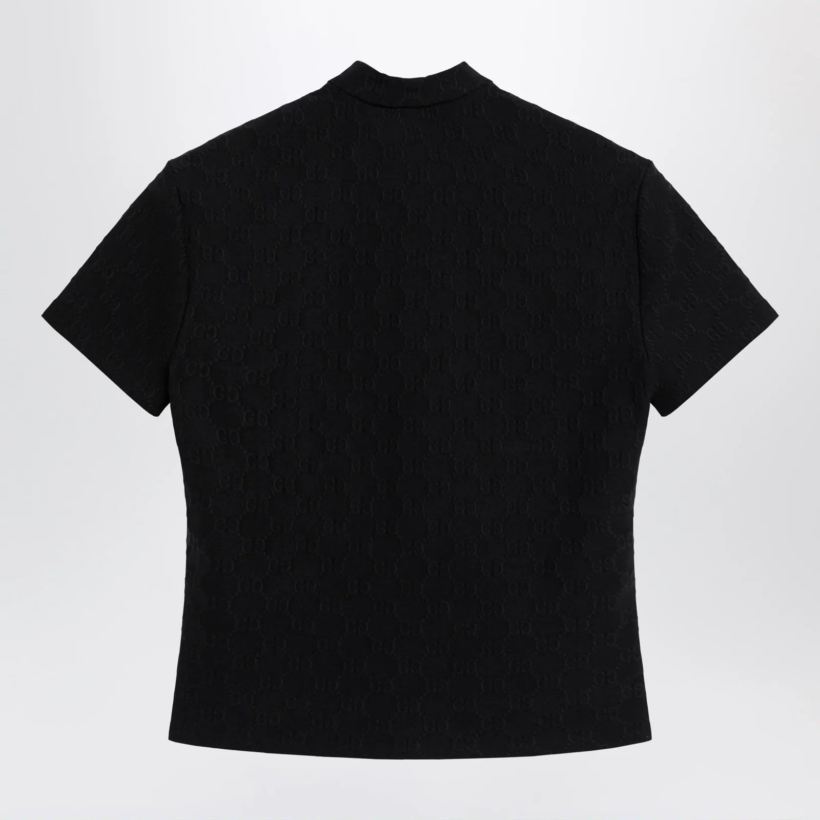 GUCCI Black GG jacquard jersey T-shirt with half zip