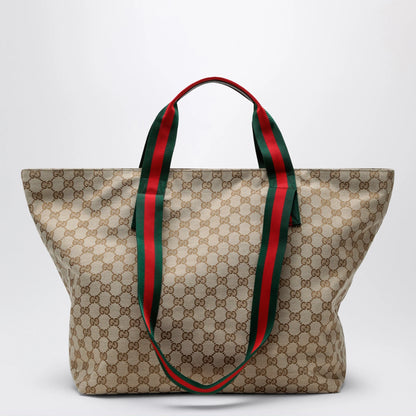 GUCCI Medium shopping bag in sand beige GG fabric