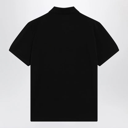 Moncler Black cotton piqué polo shirt with logo
