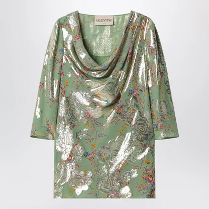 Valentino Green printed lurex shirt