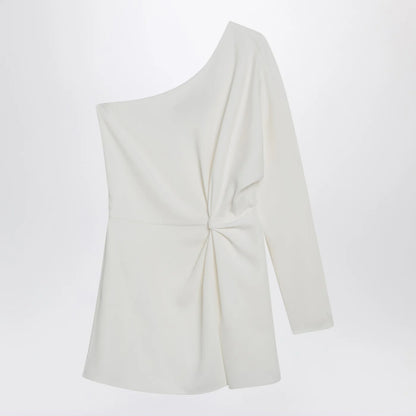 Valentino Ivory one-shoulder top in couture cady