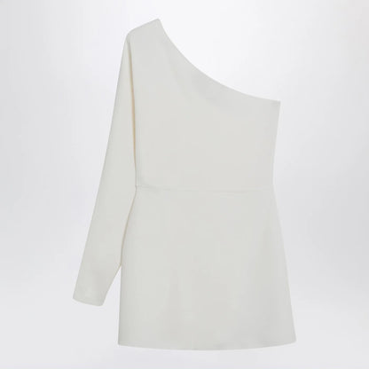 Valentino Ivory one-shoulder top in couture cady