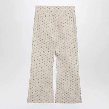 Valentino Ivory trousers with floral pattern