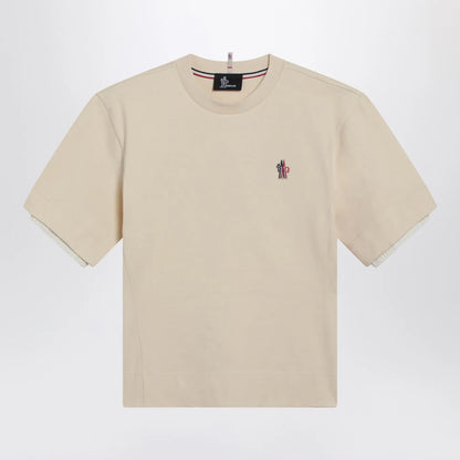 Moncler Grenoble White cotton-blend T-shirt with logo patch