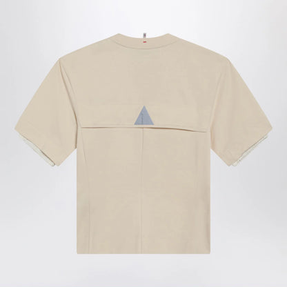 Moncler Grenoble White cotton-blend T-shirt with logo patch