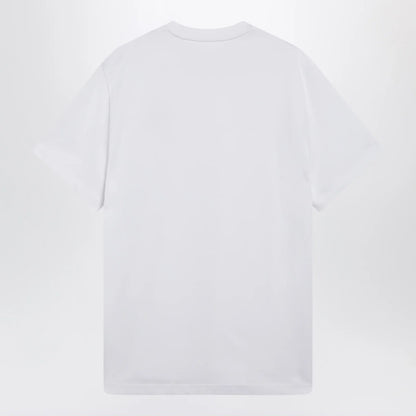 Moncler White cotton jersey T-shirt with logo patch