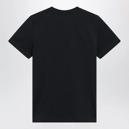 Moncler Navy blue T-shirt with logo embroidery