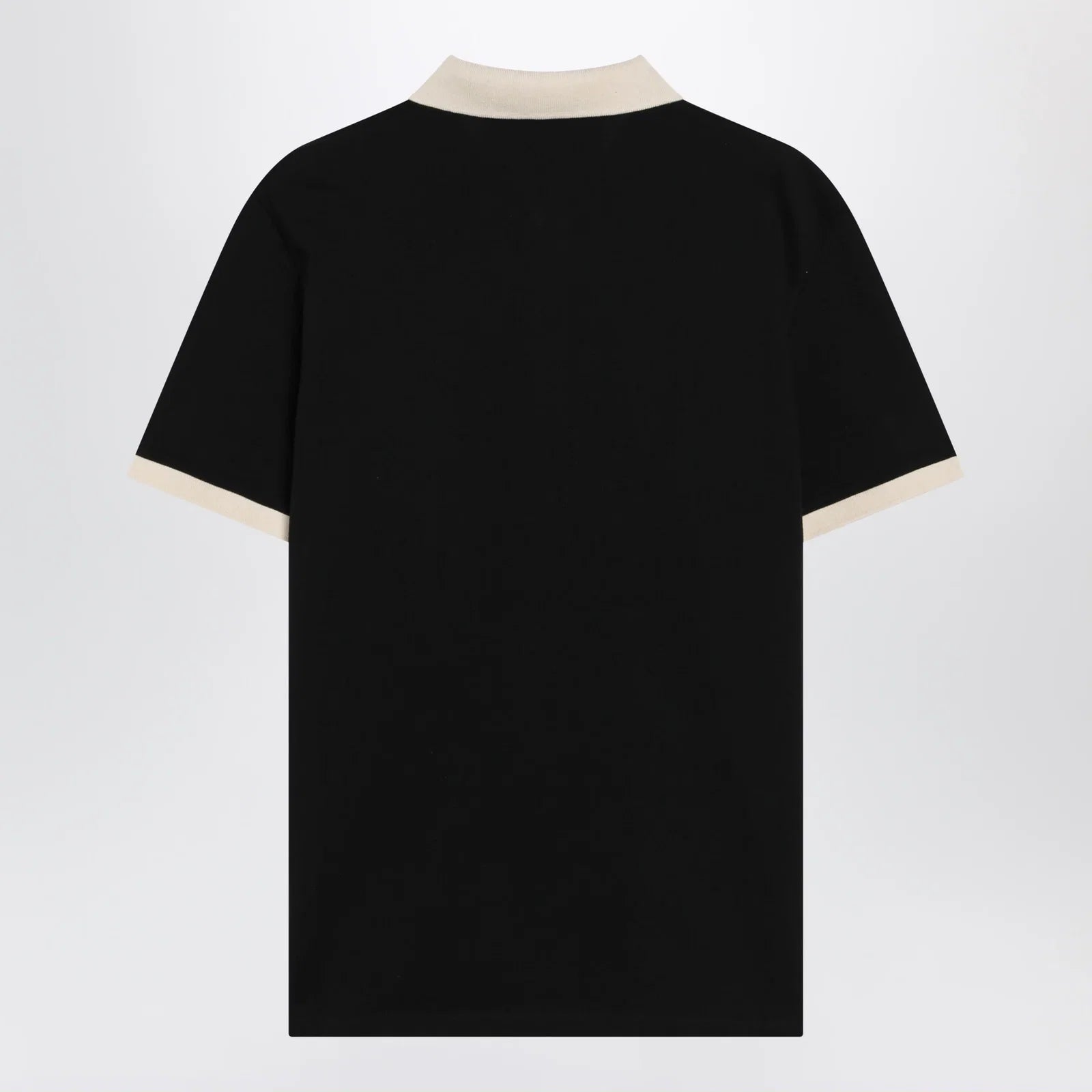 Valentino Black cotton piqué polo shirt with Vgold