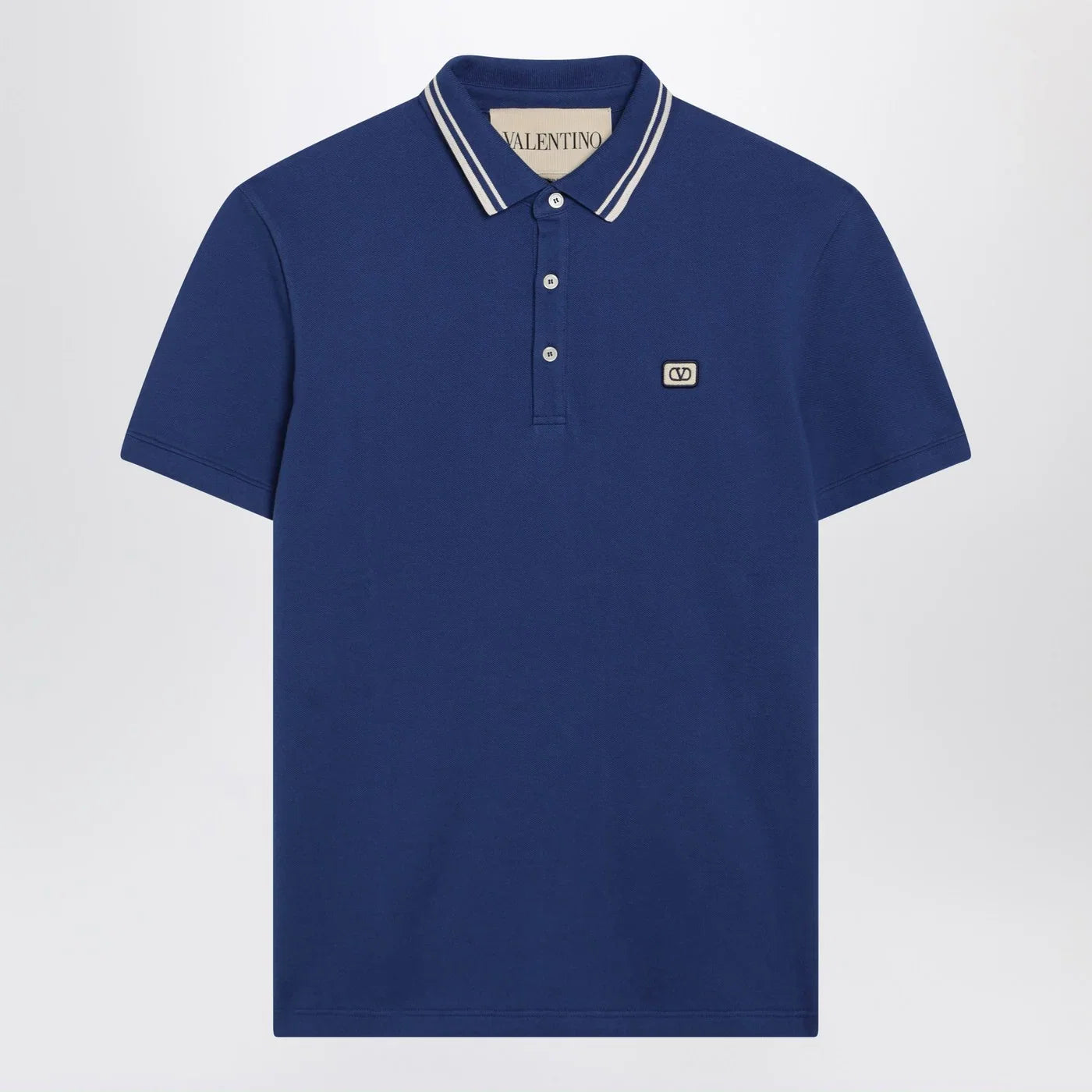 Valentino Blue polo shirt with Vlogo patch