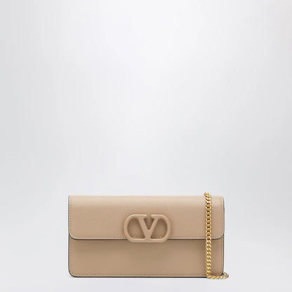 Valentino Garavani Sand pink leather Vlogo Signature wallet with chain
