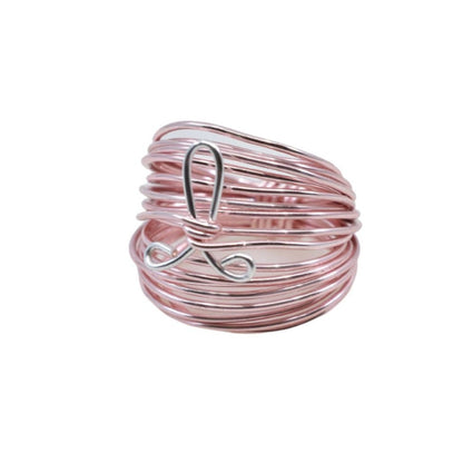 Marcia Rose Gold Wire Wrap Ring with Silver Breast Cancer Ribbon