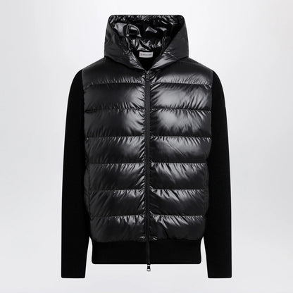 Moncler Black padded wool zip-up hoodie