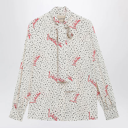 Valentino Vanilla silk shirt with logo print