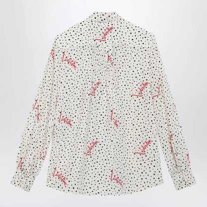 Valentino Vanilla silk shirt with logo print