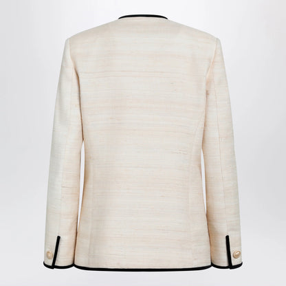 Valentino Milk-honey coloured silk and linen jacket