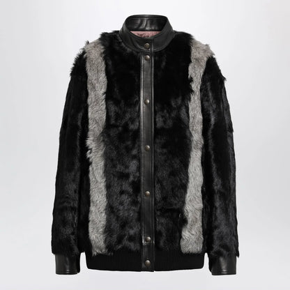 Valentino Black/Grey shearling and leather jacket