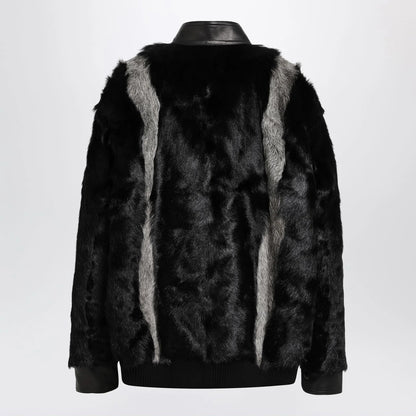 Valentino Black/Grey shearling and leather jacket
