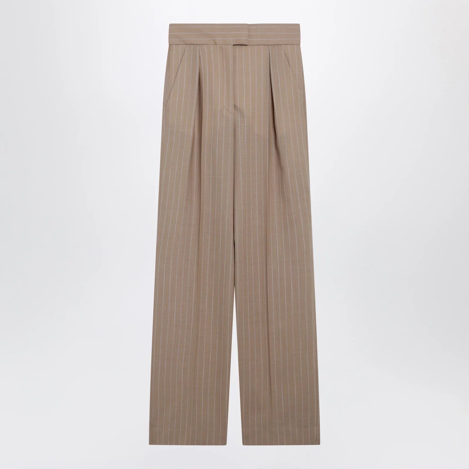 Valentino Mud-colored pinstripe wool trousers