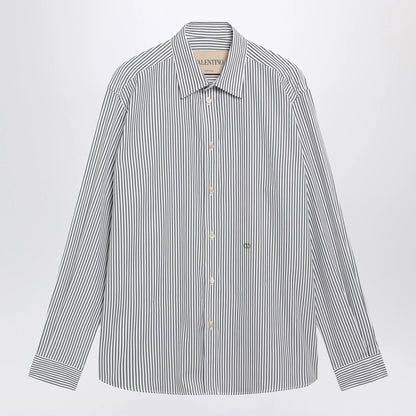 Valentino Ivory/green striped shirt with Vlogo