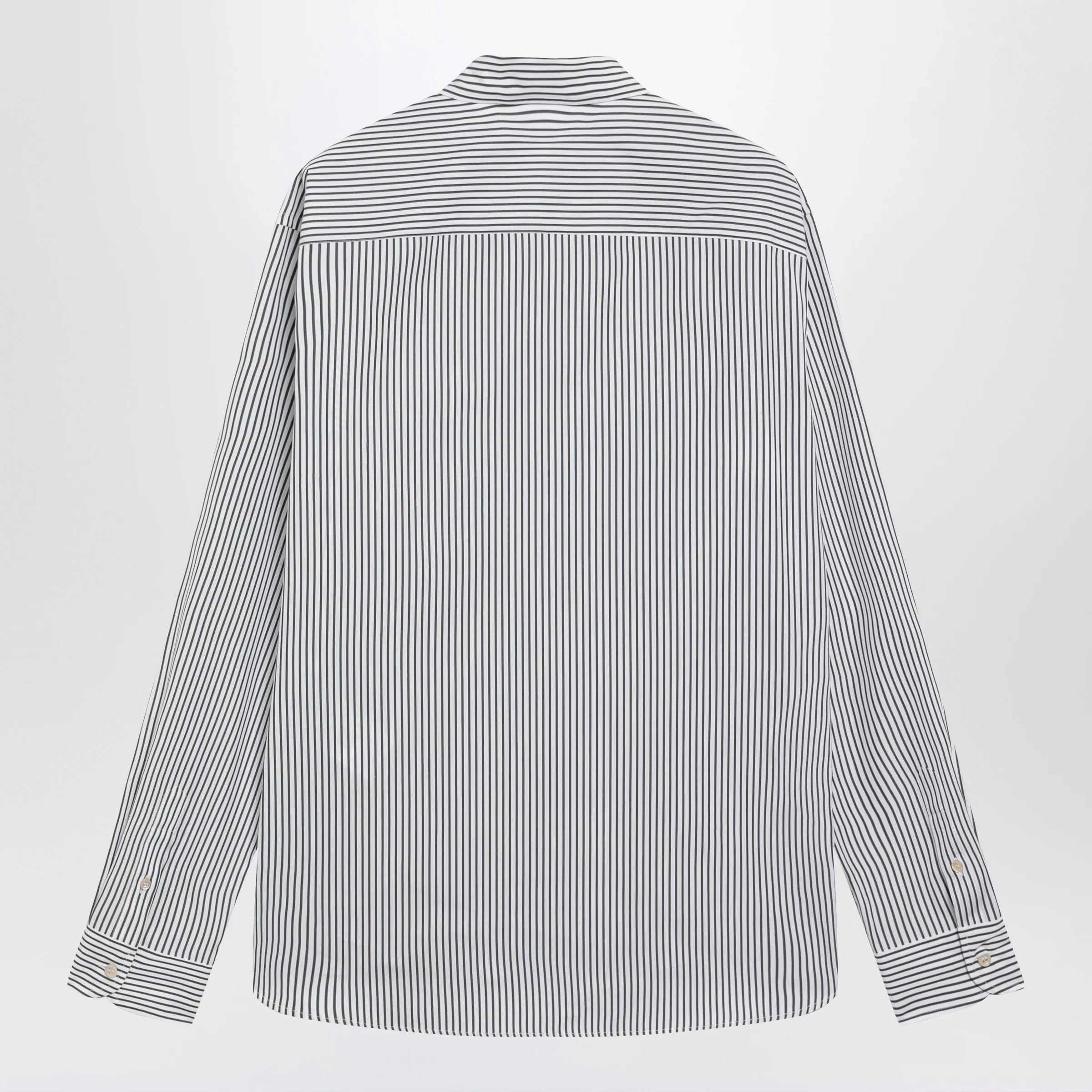 Valentino Ivory/green striped shirt with Vlogo