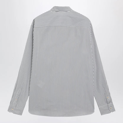 Valentino Ivory/green striped shirt with Vlogo