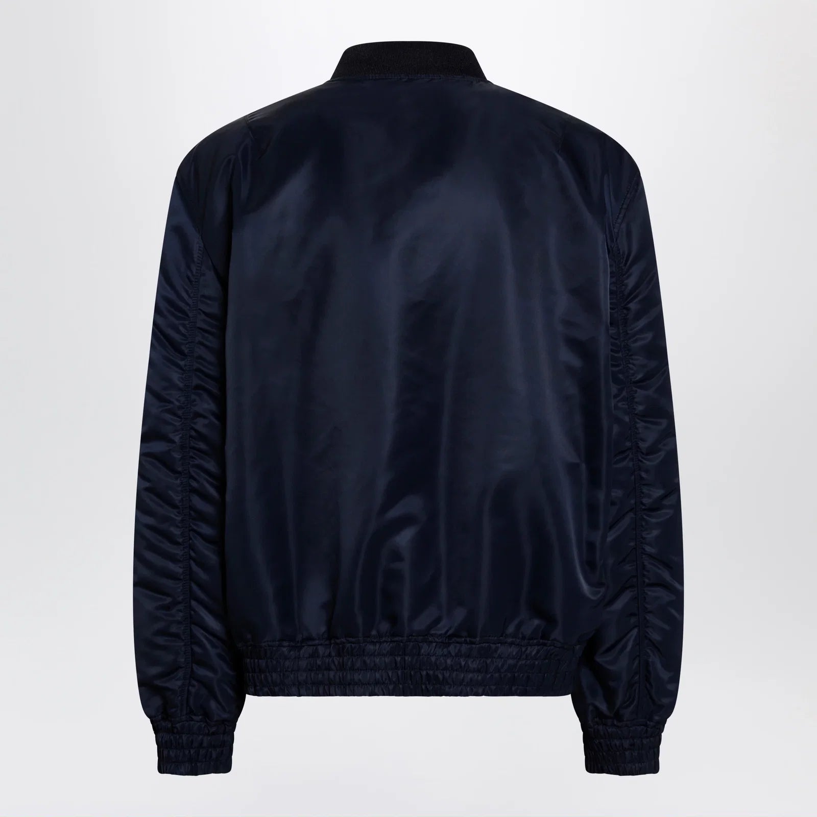 Valentino Shiny navy blue zip-up bomber jacket with Vlogo