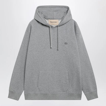 Valentino Mélange gray hoodie with Vlogo embroidery