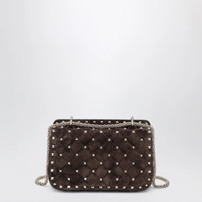 Valentino Garavani Rockstud Spike bag in brown suede