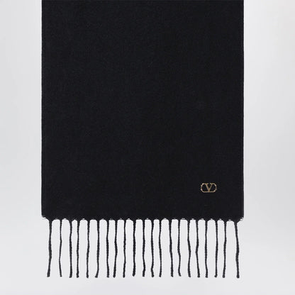 Valentino Garavani Black cashmere scarf with VLogo detail