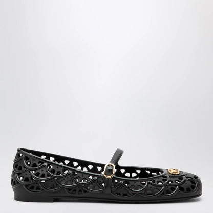Valentino Garavani Black VLogo Signature rubber ballet flats