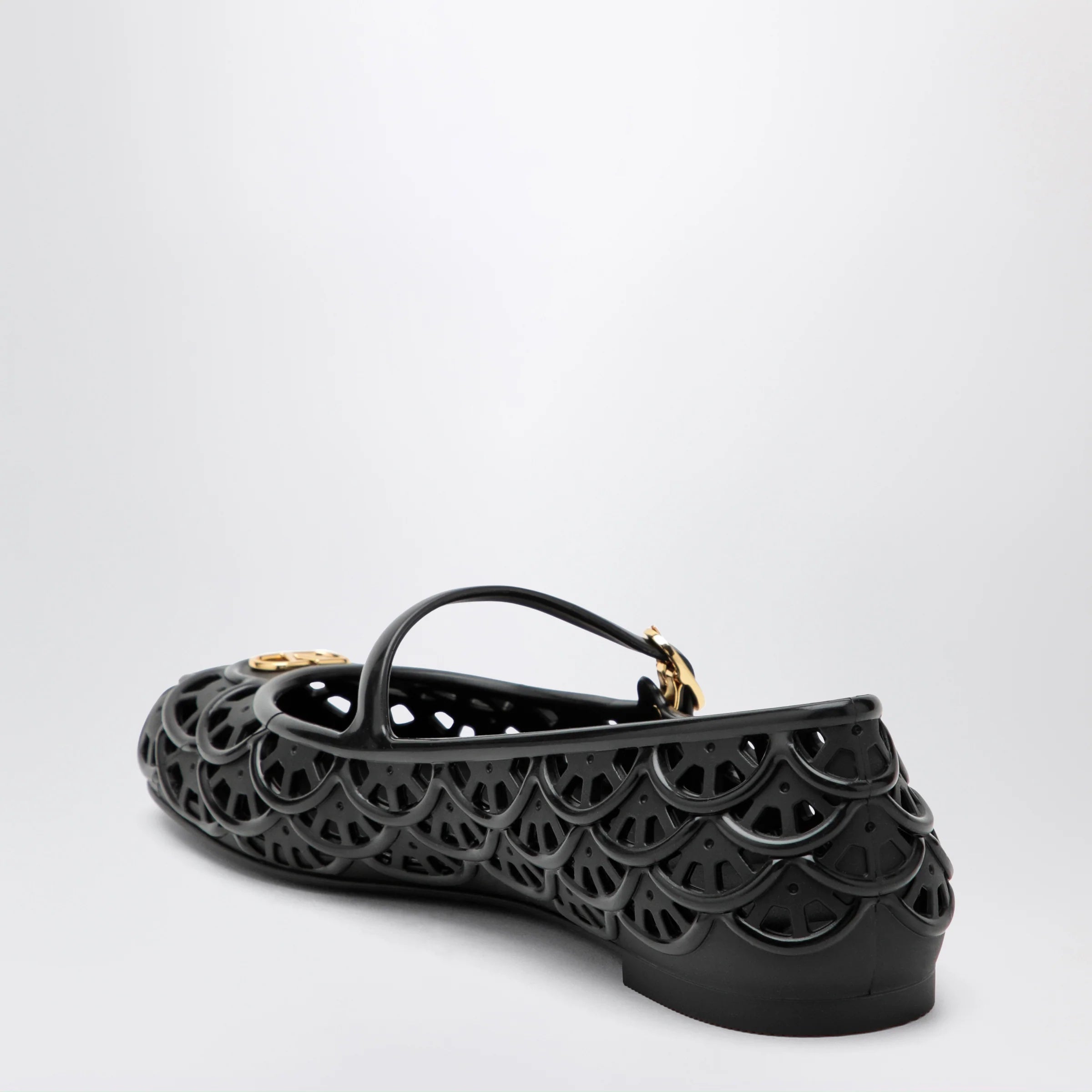 Valentino Garavani Black VLogo Signature rubber ballet flats