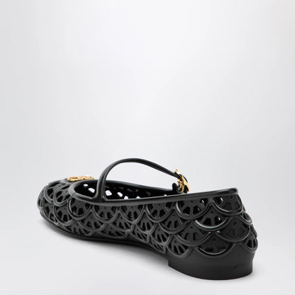 Valentino Garavani Black VLogo Signature rubber ballet flats