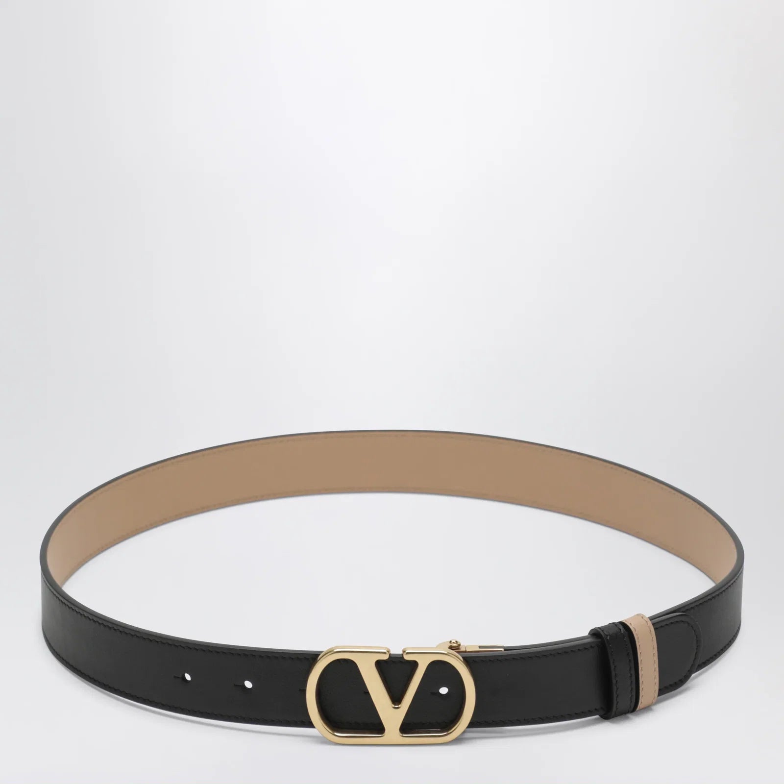 Valentino Garavani Black/Pink reversible VLogo Signature belt