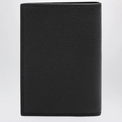 Valentino Garavani Black Vlogo grained leather card holder