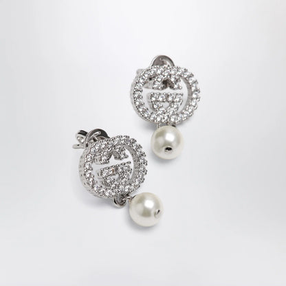 GUCCI GG earrings with crystals and pearls