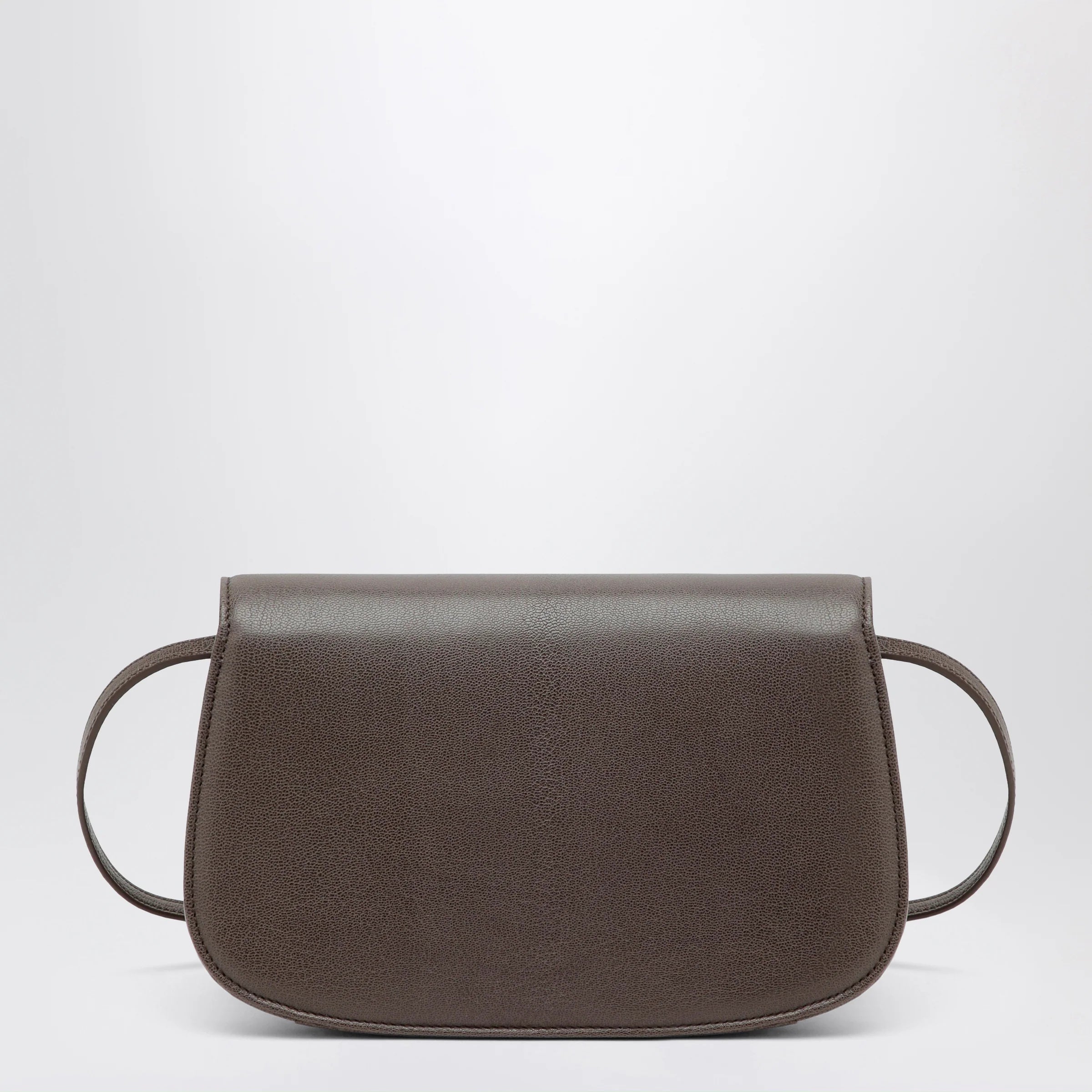GUCCI Small shoulder bag in dark taupe leather with bamboo closure
