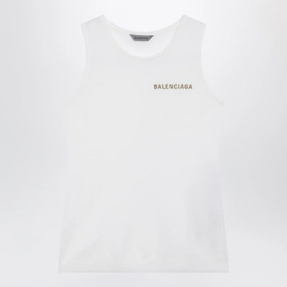 Balenciaga White cotton-blend knit tank top