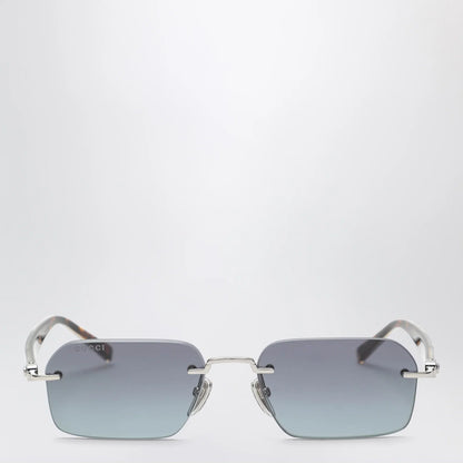GUCCI Silver-tone metal rectangular sunglasses