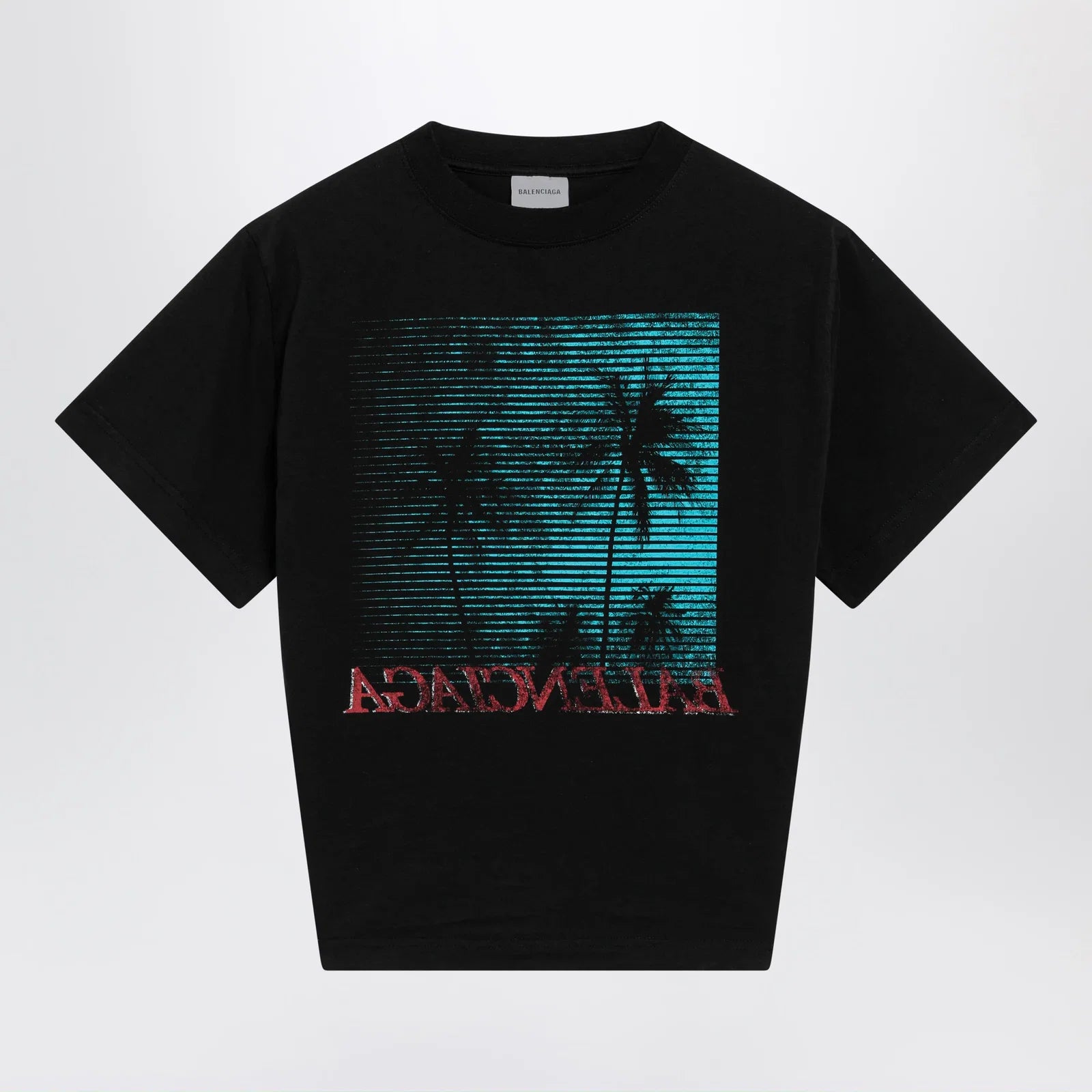 Balenciaga Black cropped T-shirt with logo print