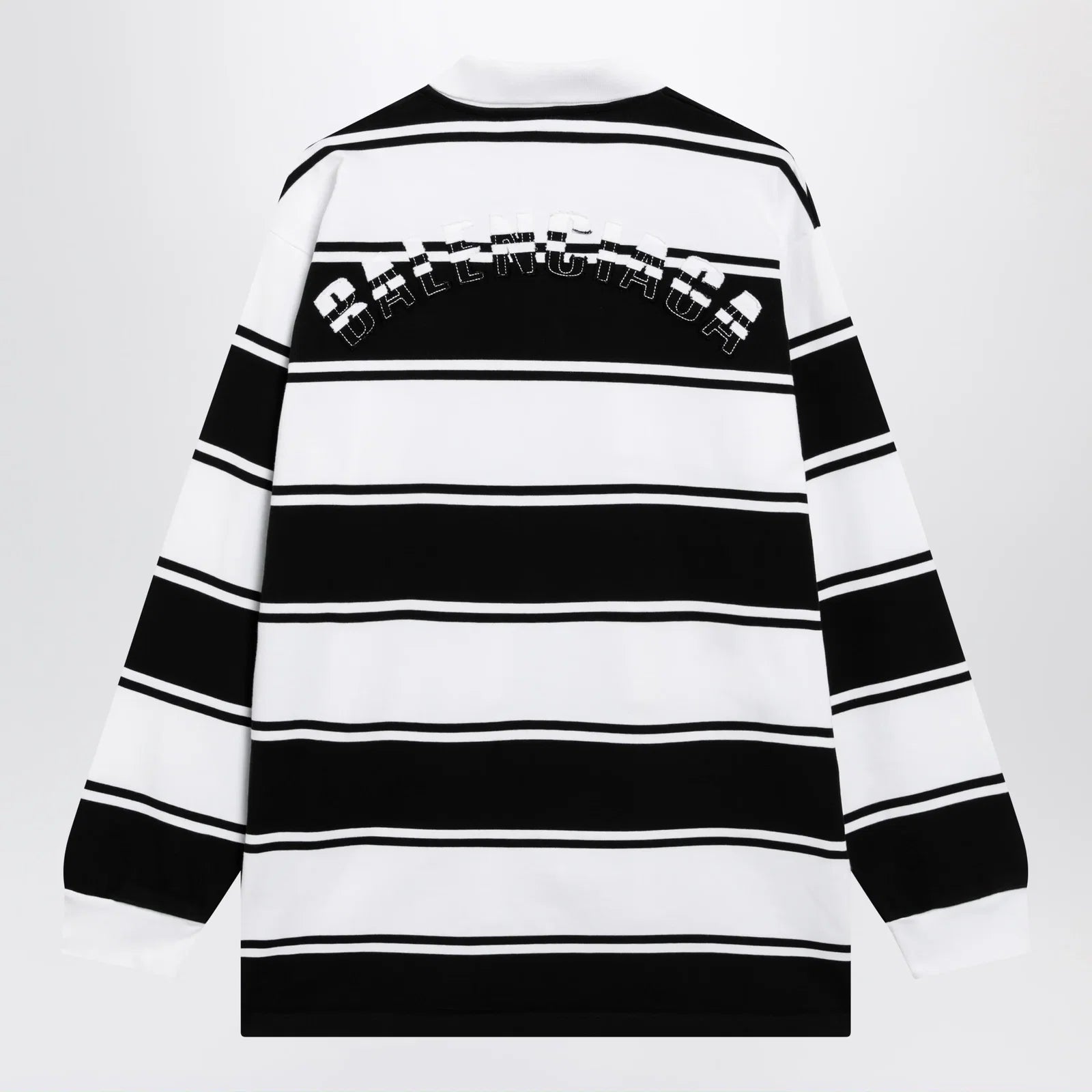 Balenciaga Black/white striped cotton polo shirt