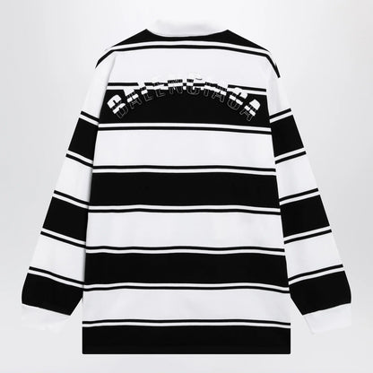 Balenciaga Black/white striped cotton polo shirt