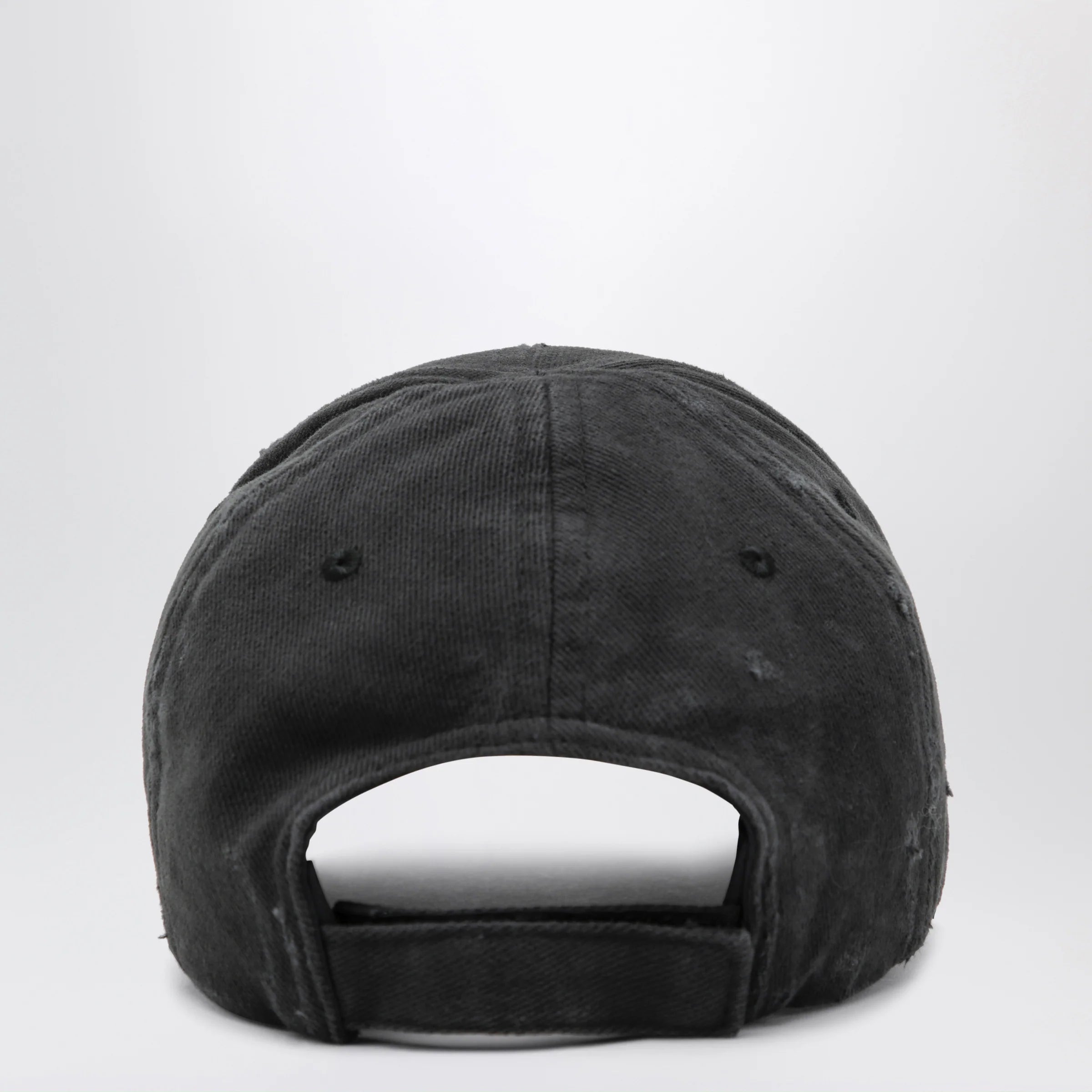 Balenciaga Black cotton drill baseball cap with logo