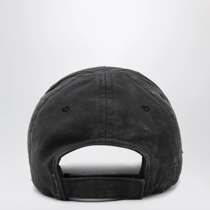 Balenciaga Black cotton drill baseball cap with logo