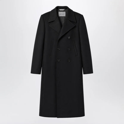 Balenciaga Long double-face tailored coat in black cotton
