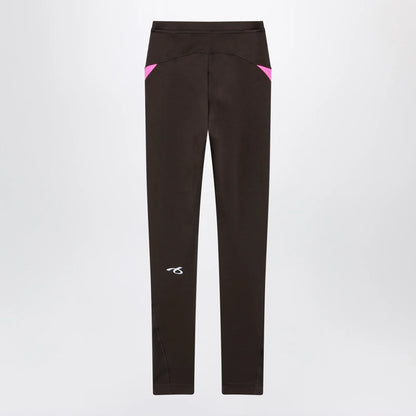 Balenciaga Techwear leggings in khaki/neon pink technical fabric