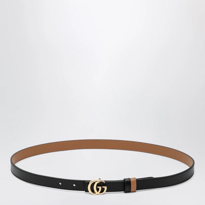 GUCCI Reversible GG Marmont belt in black/beige leather