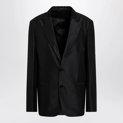 GUCCI Oversized fine silk faille jacket in black