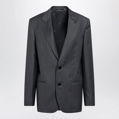 GUCCI Grey/light blue pinstripe wool jacket