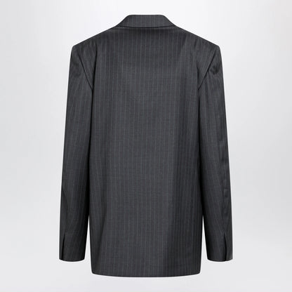 GUCCI Grey/light blue pinstripe wool jacket