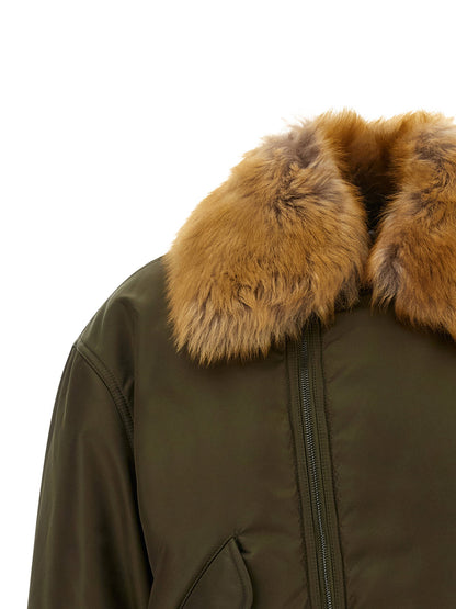 Saint Laurent Removable Shearling Neck Bomber Jacket